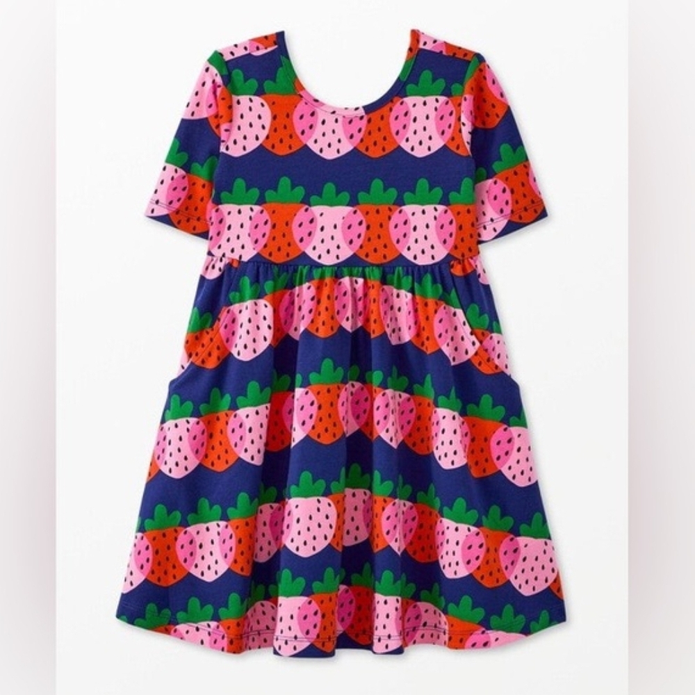 Colorful Strawberry Print Kids Dress
